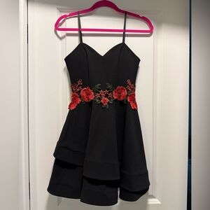 B Darlin Black and Red Embellished Mini Dress